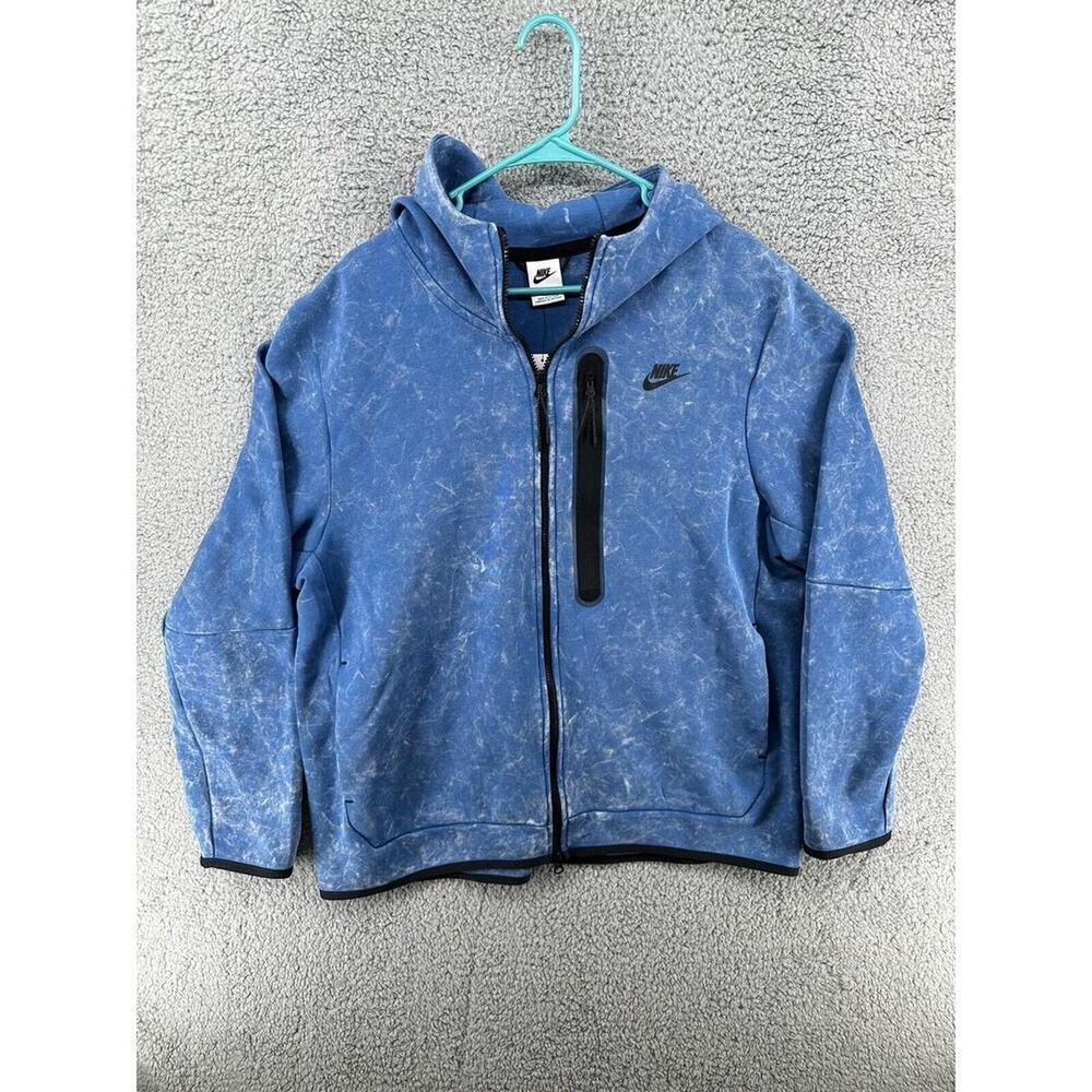 Nike Sportswear Tech Fleece Acid Wash Blue Hoodie DM6515-407 Mens XL NEW‎